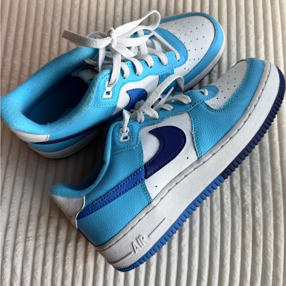 Nike Air Force 1 Low White University Blue Game Royal Sneakers Youth 6.5